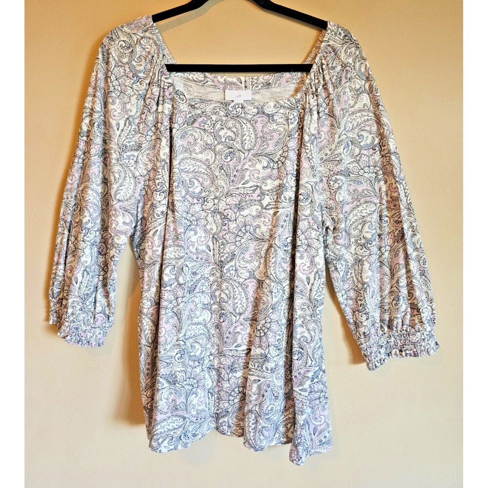 J. Jill Top Large Paisley Layered 3/4 sleeve boho shirt